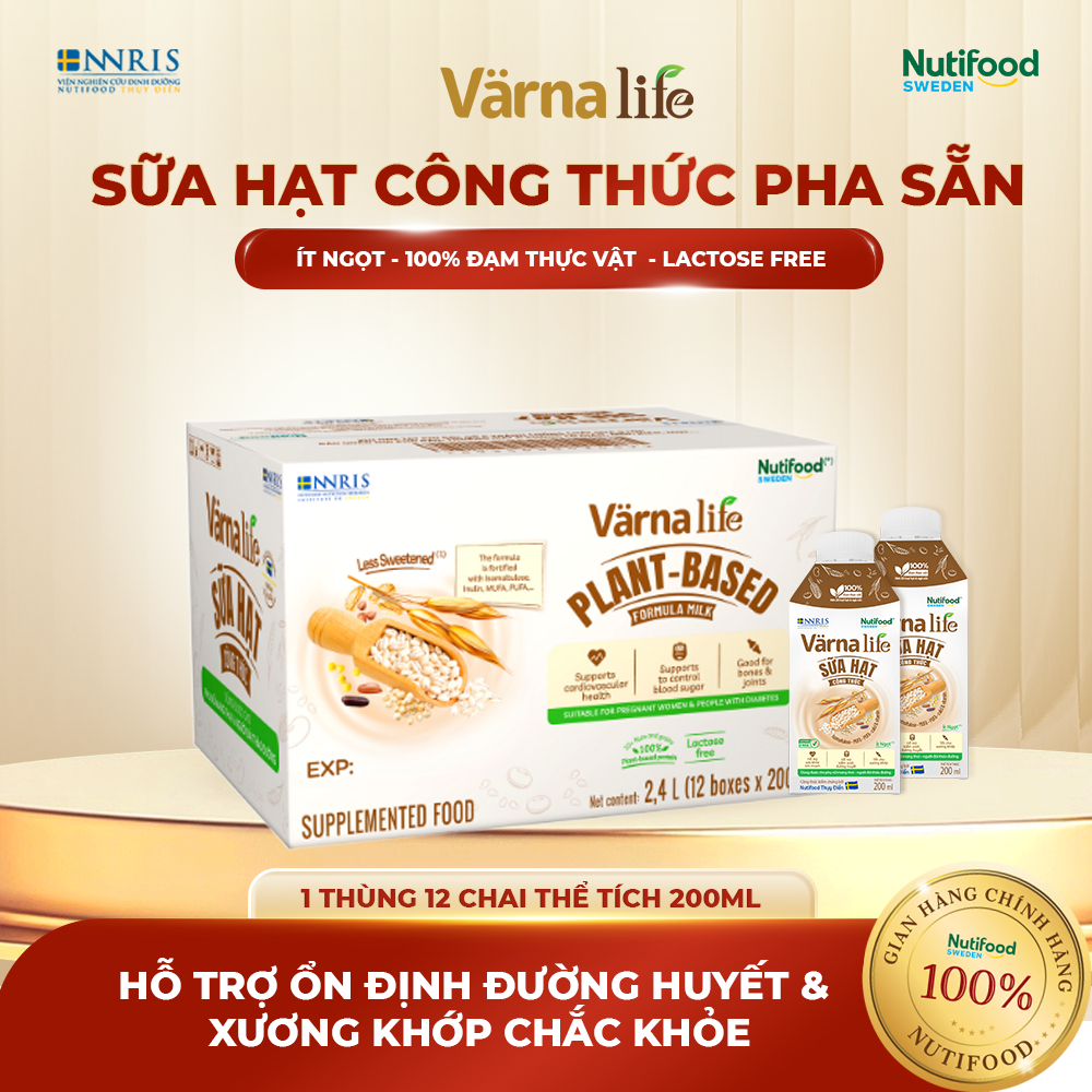 Sữa Hạt Pha Sẵn Varna Life (200ml) - Nutifood, Dinh Dưỡng 100% Tự Nhiên, Không Lactose