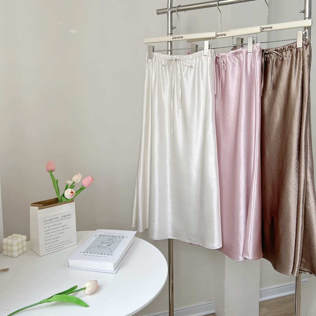 Chân váy lụa Sina Skirt dành cho mẹ bầu và sau sinh chất liệu lụa cao cấp thiết kế BY L'AMME