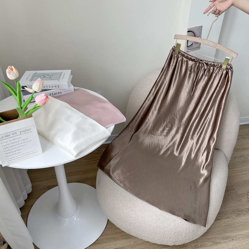 Chân váy lụa Sina Skirt dành cho mẹ bầu và sau sinh chất liệu lụa cao cấp thiết kế BY L'AMME