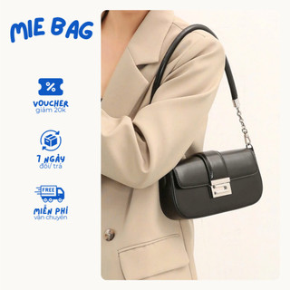 Túi xách nữ đeo vai kẹp nách phong cách Hàn Quốc da trơn khóa cài MIE BAG