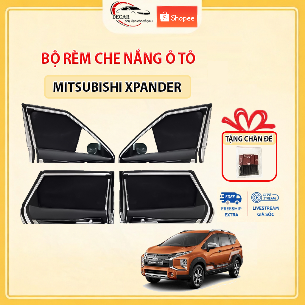 Rèm Che Nắng Ô Tô Hít Nam Châm Mitshubishi Xpander - Bộ 4 Tấm Rèm Chắn Nắng Cửa Kính Xe Hơi Chống Tia UV