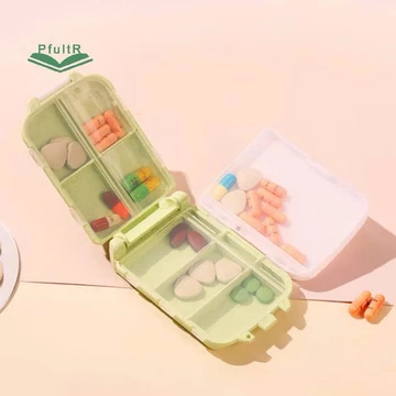 Hộp Đựng Thuốc Mini 4 Ngăn Có Gương – Hộp Chia Thuốc Cá Nhân Bỏ Túi Tiện Lợi Du Lịch