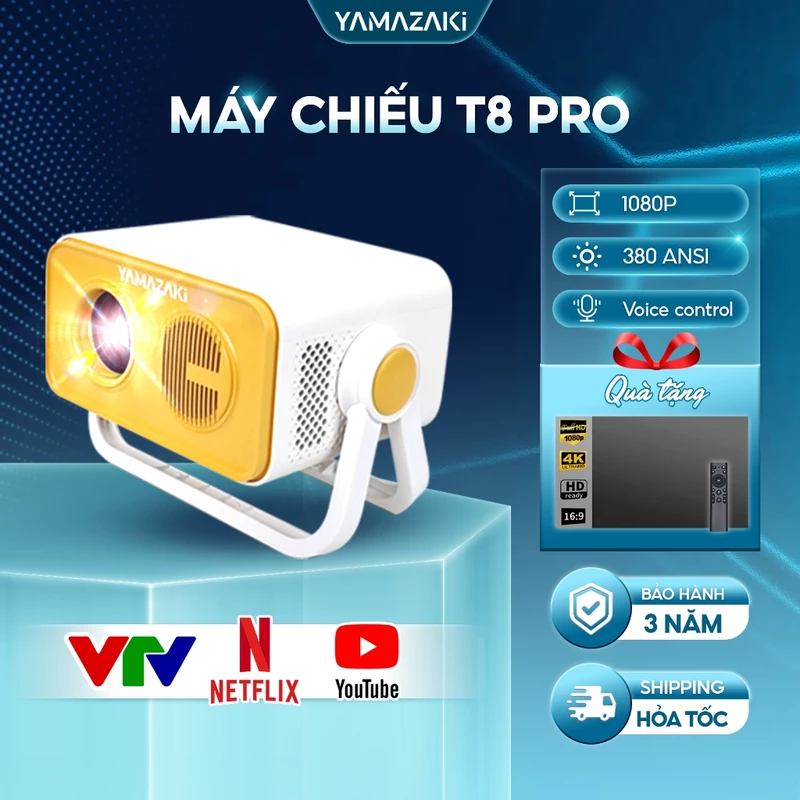 Máy chiếu mini Yamazaki T8PRO Smart hệ điều hành Android TV11, HD 4K, 380 Ansi hình ảnh sắc nét chiếu phim phòng ngủ — ảnh 1