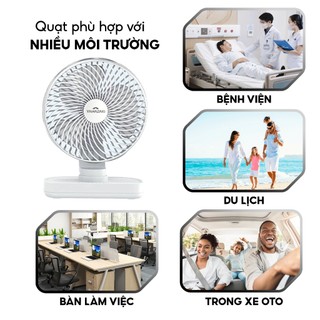 Quạt Mini Tích Điện Để Bàn YAMAZAKi 4500mAh Sử Dụng 12 Tiếng, Túp Năng Quay Tự Động Giảm Tiếng Ồn