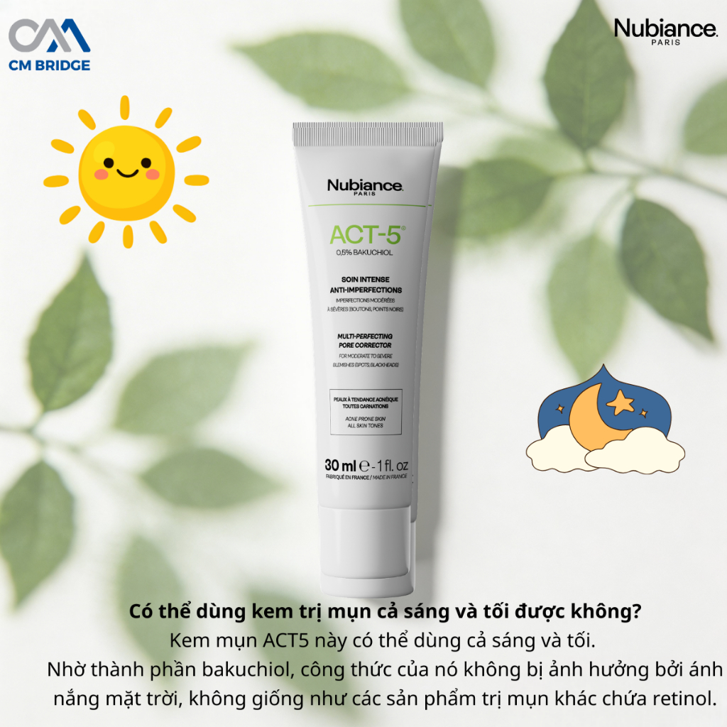 [Hàng Công Ty NK&PP ] Kem dưỡng da NUBIANCE. PARIS ACT-5 Multi-Perfecting Pore Corrector 30ml