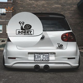 Tem Decal Ô Tô “SORRY I’M SO SLOW, SORRY NEW DRIVER” – Hình Ốc Sên Dễ Thương (T.01)