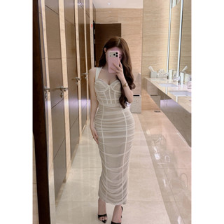 Luna curve dress đầm body nhúm voan 2 lớp siu tôn dáng