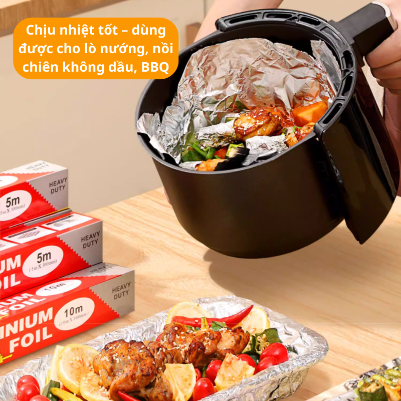 Cuộn Giấy Bạc Nhôm Bọc Thực Phẩm 30cm Aluminium Foil 10m / 20m – Lót Khay Nướng, BBQ, Nồi Chiên Không Dầu | 366