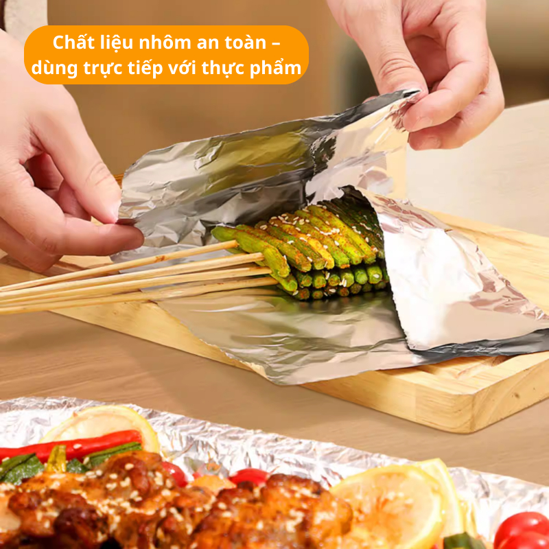 Cuộn Giấy Bạc Nhôm Bọc Thực Phẩm 30cm Aluminium Foil 10m / 20m – Lót Khay Nướng, BBQ, Nồi Chiên Không Dầu | 366
