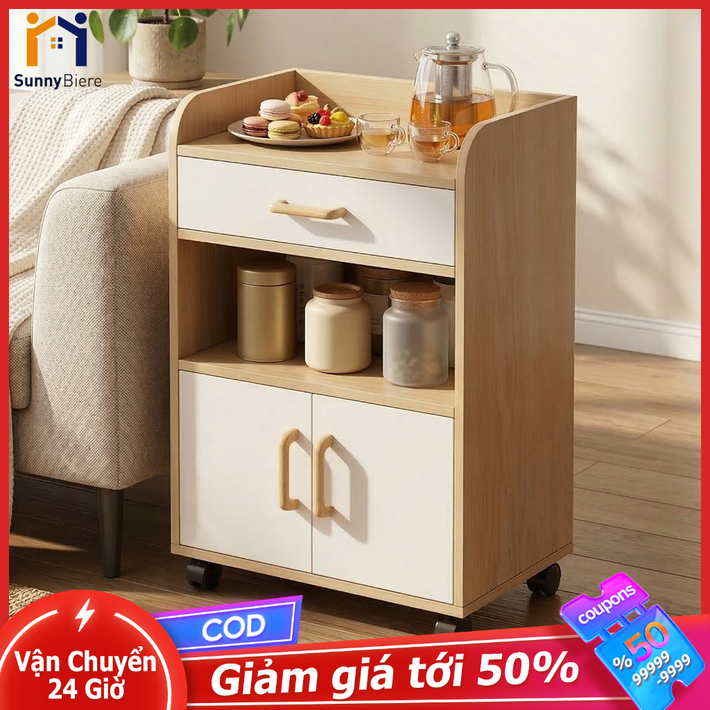 SUNNY Tủ trà di động cho văn phòng có bánh xe linh hoạt thiết kế hiện đại sang trọng