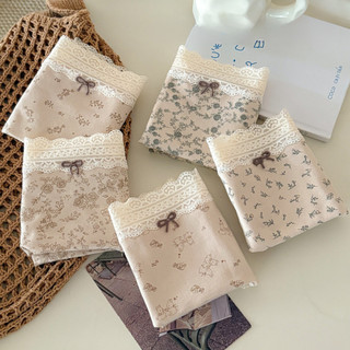 Quần Lót Nữ Cotton In Hình Hoa Nhí Viền Ren Đáng Yêu, Quần Chip Mềm Thoáng Đáy Dài 2 Lớp King Shop L-5918
