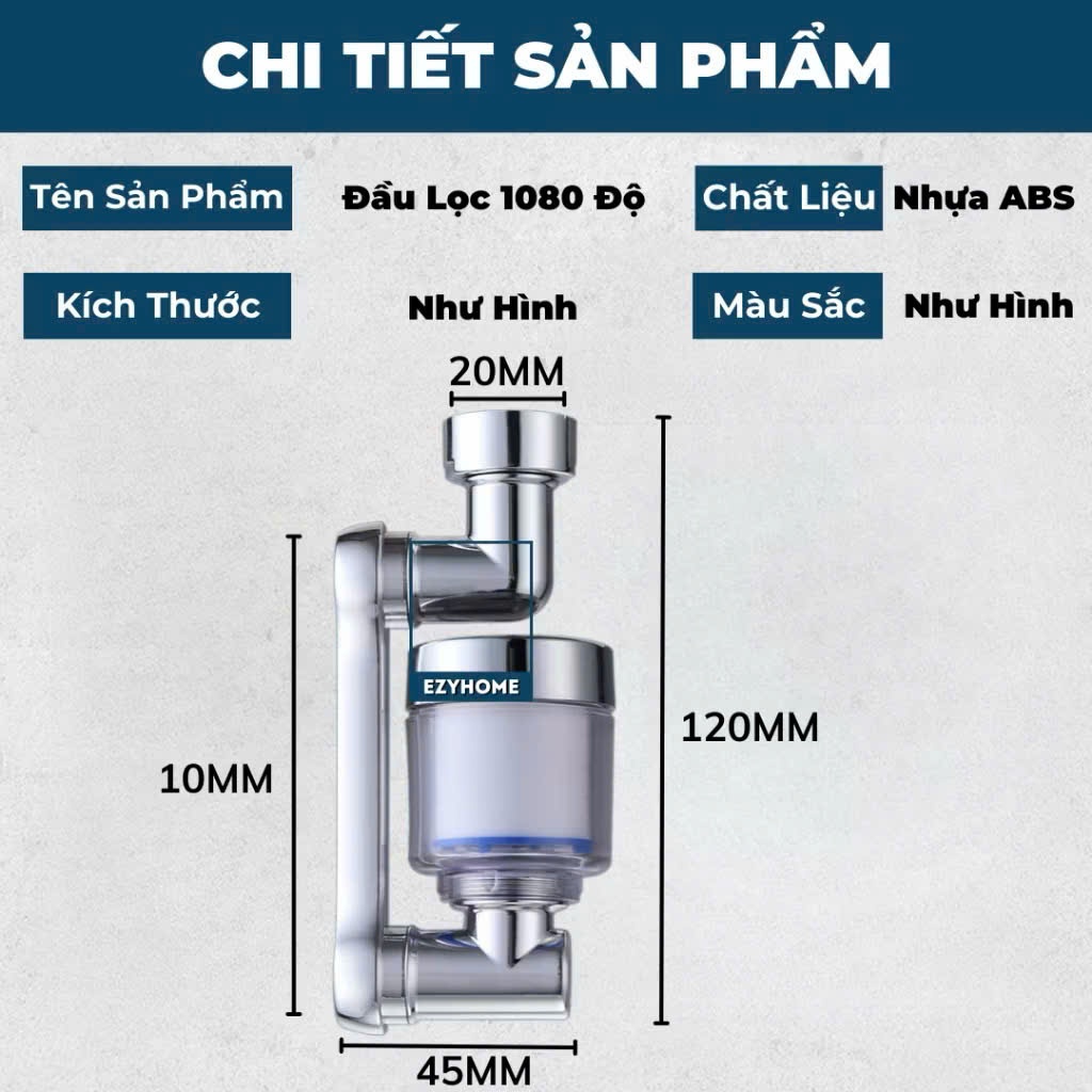 Đầu Lọc Nước Vòi Rửa 1080° Xoay Đa Năng – Đầu Vòi Tăng Áp, Lọc Cặn Bẩn, Xoay Linh Hoạt Cho Bồn Rửa Mặt & Nhà Bếp
