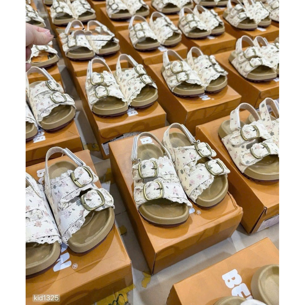 (Order) Dép sandal hoa nhí 2 quai ngang mùa hè phong cách Hàn Quốc dành cho bé gái