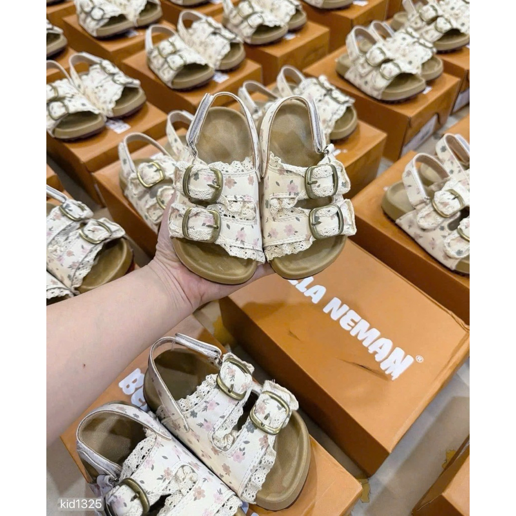 (Order) Dép sandal hoa nhí 2 quai ngang mùa hè phong cách Hàn Quốc dành cho bé gái