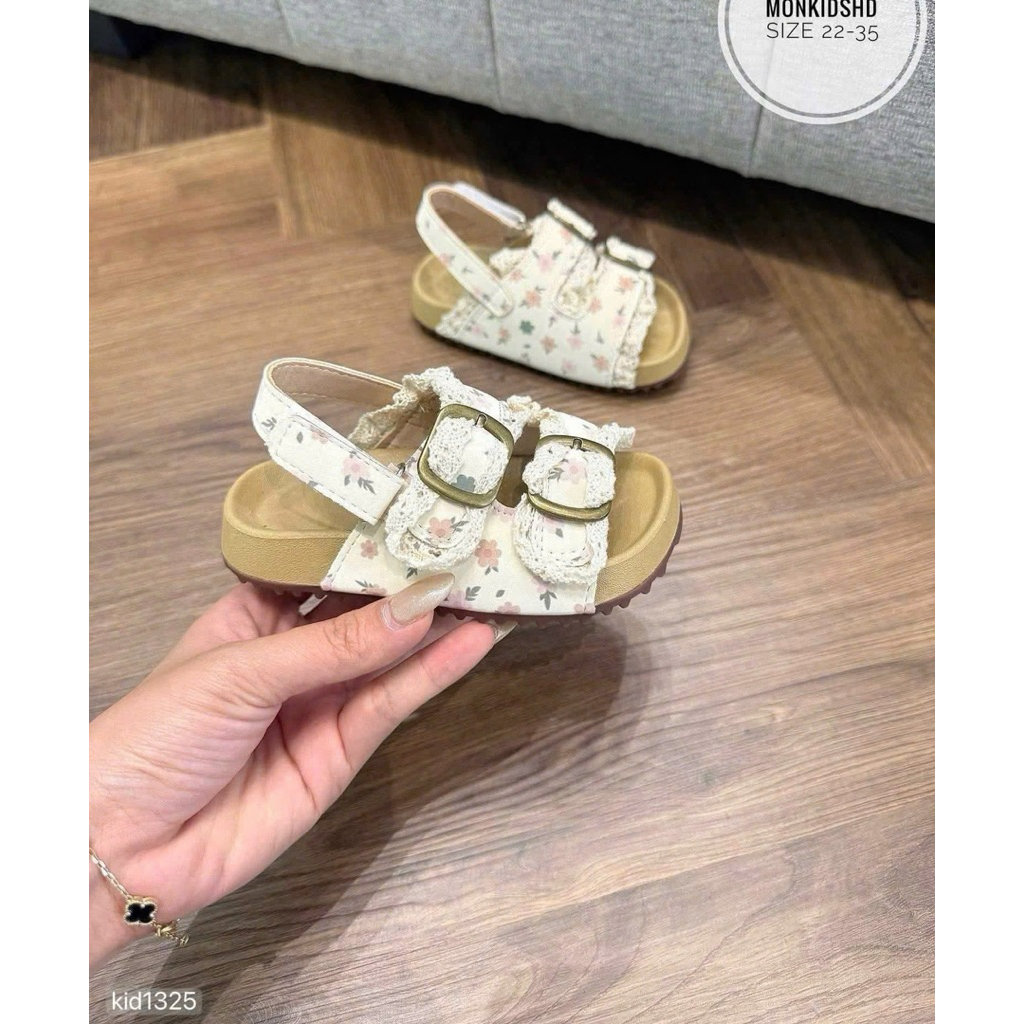 (Order) Dép sandal hoa nhí 2 quai ngang mùa hè phong cách Hàn Quốc dành cho bé gái