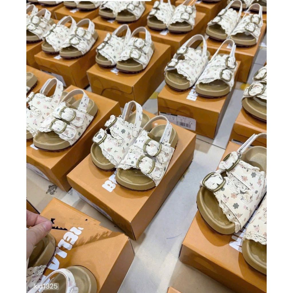 (Order) Dép sandal hoa nhí 2 quai ngang mùa hè phong cách Hàn Quốc dành cho bé gái