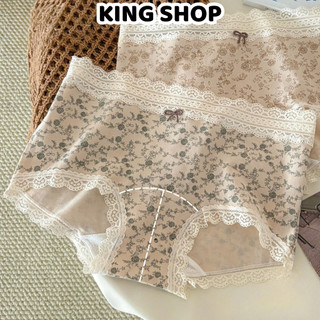 Quần Lót Nữ Cotton In Hình Hoa Nhí Viền Ren Đáng Yêu, Quần Chip Mềm Thoáng Đáy Dài 2 Lớp King Shop L-5918