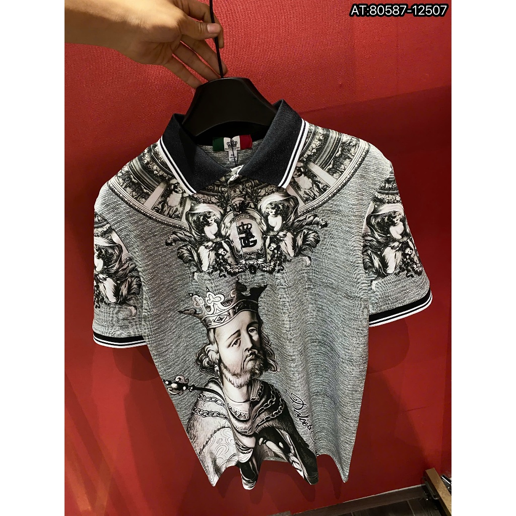 ÁO polo nam cổ tròn họa tiết tay ngắn phong cách trẻ trung chuẩn from