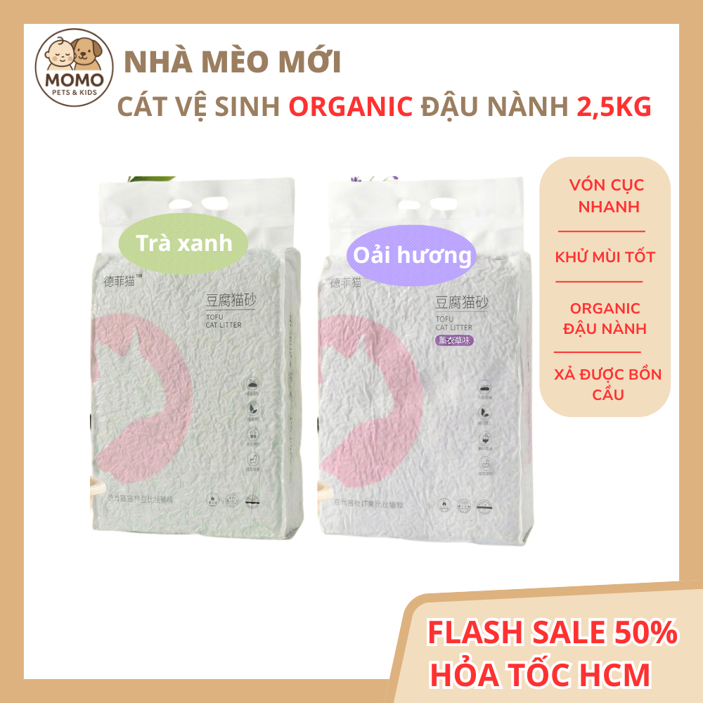 (CÓ HỎA TỐC ) Cát vệ sinh cho mèo 2.5kg organic đậu nành, cát mèo, vón nhanh, khử mùi, tiết kiệm, dễ dàng xả vào bồn cầu