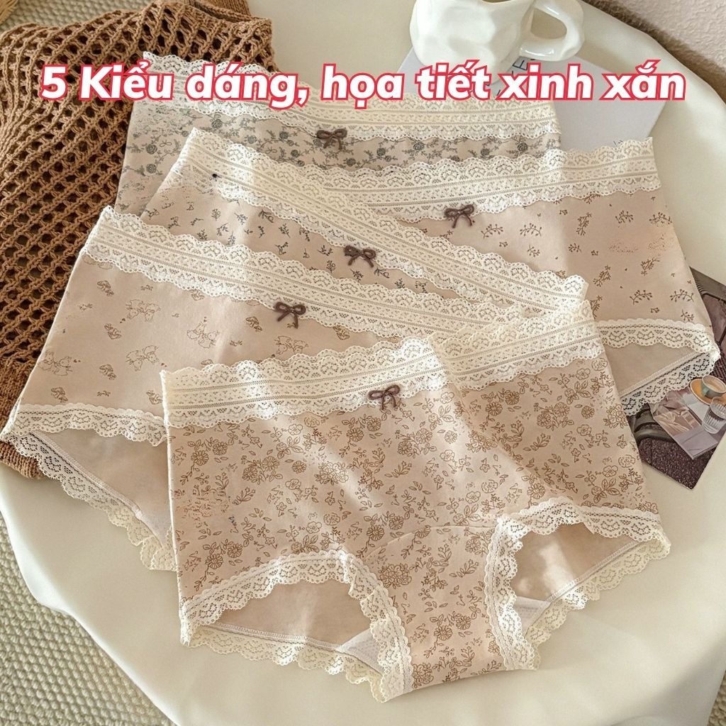Quần lót nữ cotton cao cấp dáng boxer viền ren sang trọng gợi cảm sexy co giãn linh hoạt LANXA L5918