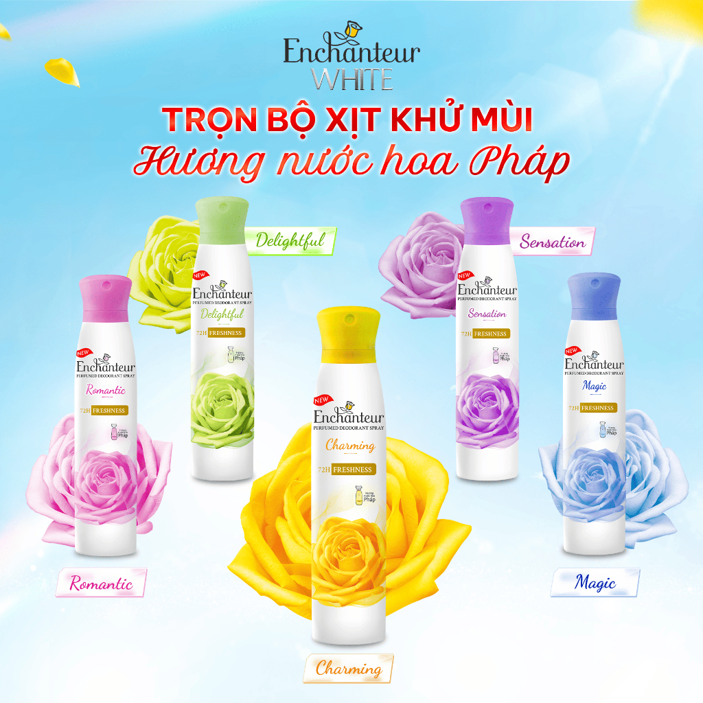 [DEBUT T7] Combo 2 Xịt / Sáp khử mùi Enchanteur Charming/ Sensation/ Delightful/ Romantic 150ml - 40g / chai - Live