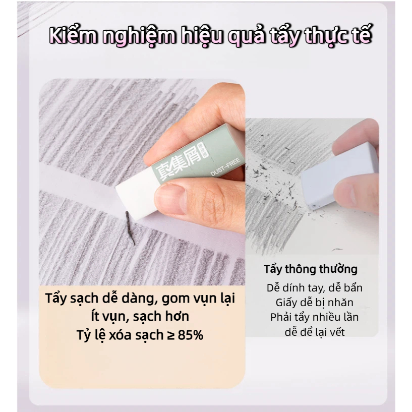 Hộp 10 Gôm Tẩy Siêu Sạch Deli Nusign Cao Cấp Tẩy Mềm Ít Vụn Không Mùi Không Mòn Rách Giấy Tiện Lợi