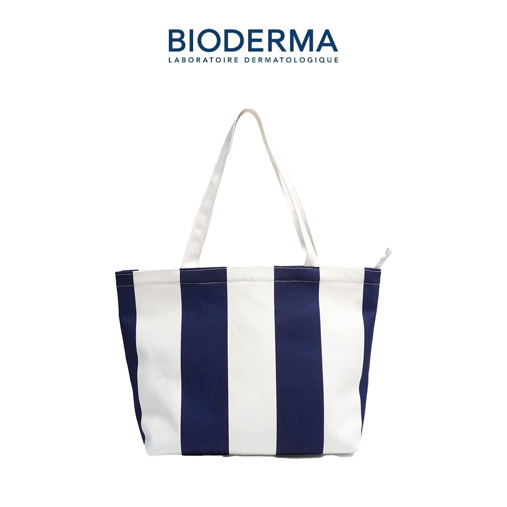 [Quà tặng không bán] Túi tote vải canvas cao cấp Bioderma kẻ sọc (Phiên bản 2026)