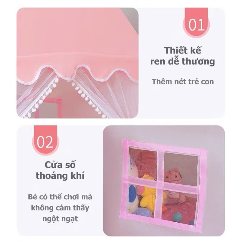 Lều công chúa hoàng tử cỡ đại hình ngôi nhà khung nhựa tạo không gian riêng cho bé vui chơi