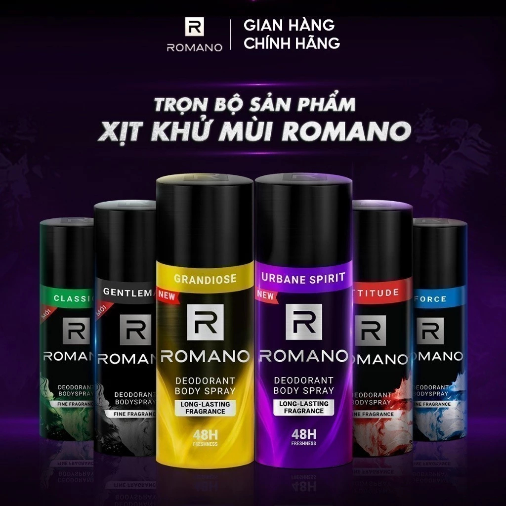 [DEBUT T5] Combo 2 Xịt khử mùi toàn thân cho nam Romano ngăn vệt ố vàng Genz / ngăn mô hôi ( 140ml / 150ml x 2 ) - Live