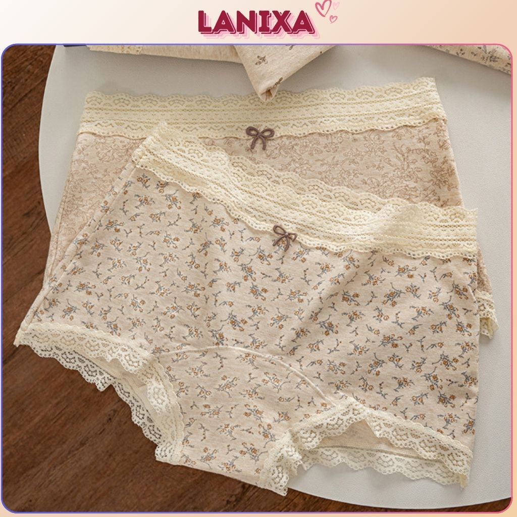 Quần lót nữ cotton dáng boxer cao cấp họa tiết cổ điển sang trọng đáy lót dài thoải mái LANIXA L5272