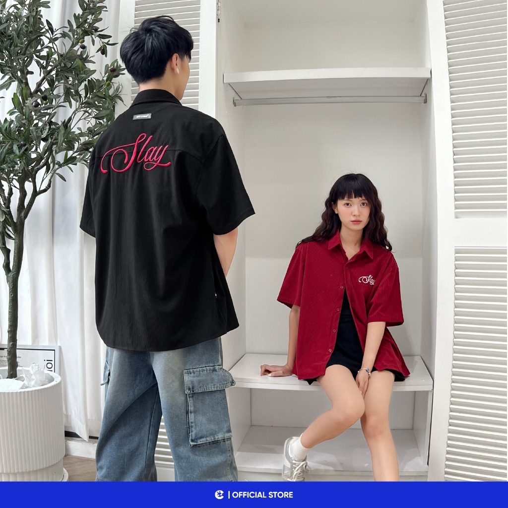 Áo sơ mi nam nữ ngắn tay boxy Local Brand Chính Hãng City Cycle Áo Sơ Mi Slay All Day