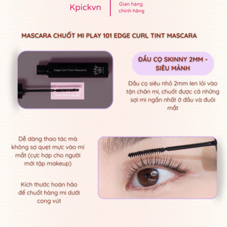 Mascara Đầu Cọ Siêu Mảnh Play 101 Curl Fix - Chuốt Tơi Từng Sợi, Không Vón Cục, Chống Trôi, Kpick vn