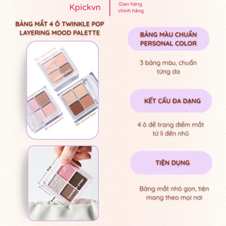 Bảng Phấn Mắt 4 Ô (Nội Địa Hàn) Twinkle Pop - Nhũ Lấp Lánh, Lâu Trôi, Nhỏ Gọn, Kpickvn