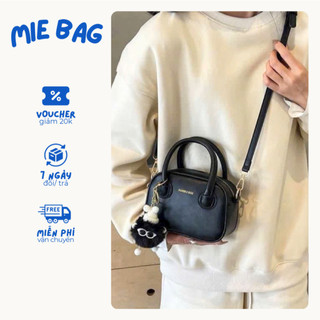 Túi xách nữ đeo chéo cầm tay da mềm trơn kèm móc khóa dễ thương MIE BAG