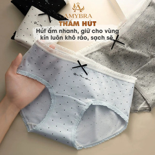 [ BST 2026 ] Quần Lót Nữ AMYBRA Cotton Mềm Mại Thoáng Khí, Quần Chip Viền Bèo Đính Nơ Nữ Tính L5114
