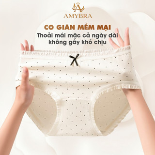 [ BST 2026 ] Quần Lót Nữ AMYBRA Cotton Mềm Mại Thoáng Khí, Quần Chip Viền Bèo Đính Nơ Nữ Tính L5114