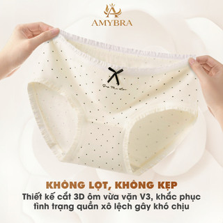 [ BST 2026 ] Quần Lót Nữ AMYBRA Cotton Mềm Mại Thoáng Khí, Quần Chip Viền Bèo Đính Nơ Nữ Tính L5114