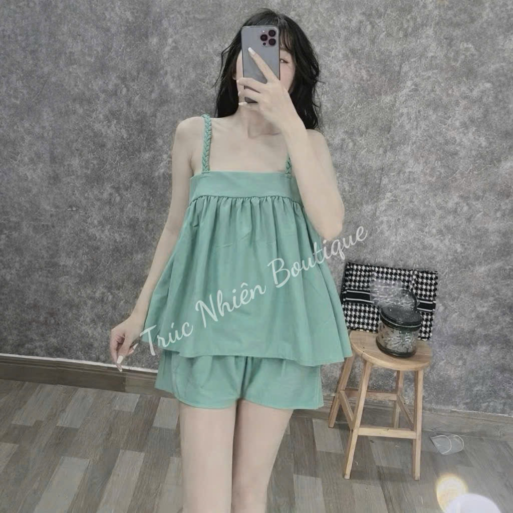 Đồ bộ dây mặc nhà, đồ bộ 2 dây bính xinh xắn dưới 53kg- K98