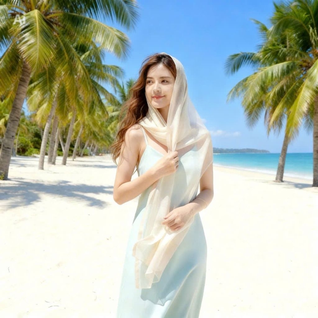Khăn voan lụa trơn choàng cổ dáng dài mỏng nhẹ, khăn choàng lụa đi biển, khăn choàng chống nắng đa năng KT 180 x 90