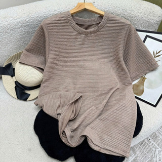 Áo Phông Tay Ngắn Bigsize Nữ Áo Tròn Form Rộng Vải Xốp Nhật Mặc Mát Co Giãn A314