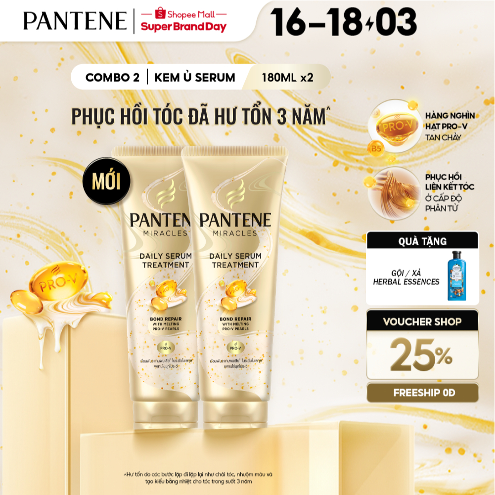 [MỚI] Combo 2 Kem Ủ Tóc Serum PANTENE Miracles Phục Hồi Liên Kết Tóc - Tuýp 180MLx2