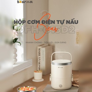 Hộp cơm cắm điện 2 tầng cầm tay Bear LB-4H15W, 270W, 1.5L, Hâm nóng/ Hấp/ Nấu Cơm, Bảo Hành 18 Tháng