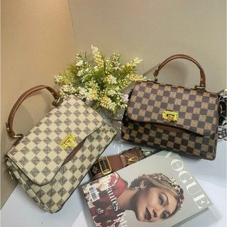 Túi xách nữa cầm tay đeo chéo size 19 họa tiết kẻ caro sang trọng MIE BAG