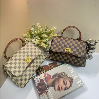 Túi xách nữa cầm tay đeo chéo size 19 họa tiết kẻ caro sang trọng MIE BAG