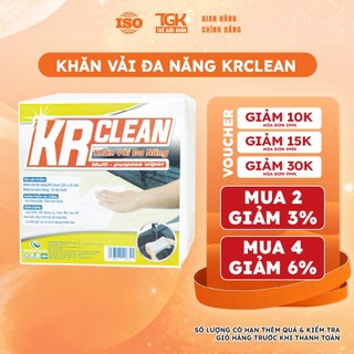 Bịch Khăn giấy đa năng Krclean 25x25 50 tờ siêu thấm hút, lau tủ bàn ghế, bề mặt bếp. giặt lại được