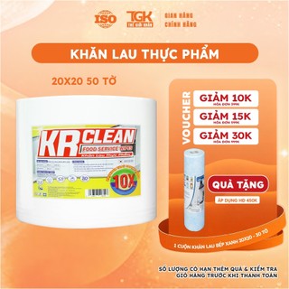 Cuộn khăn giấy thấm thực phẩm KRCLEAN 450 tờ 20x25cm - Khăn thấm khô cá thịt, lau đa năng, thấm hút nước, cực dai