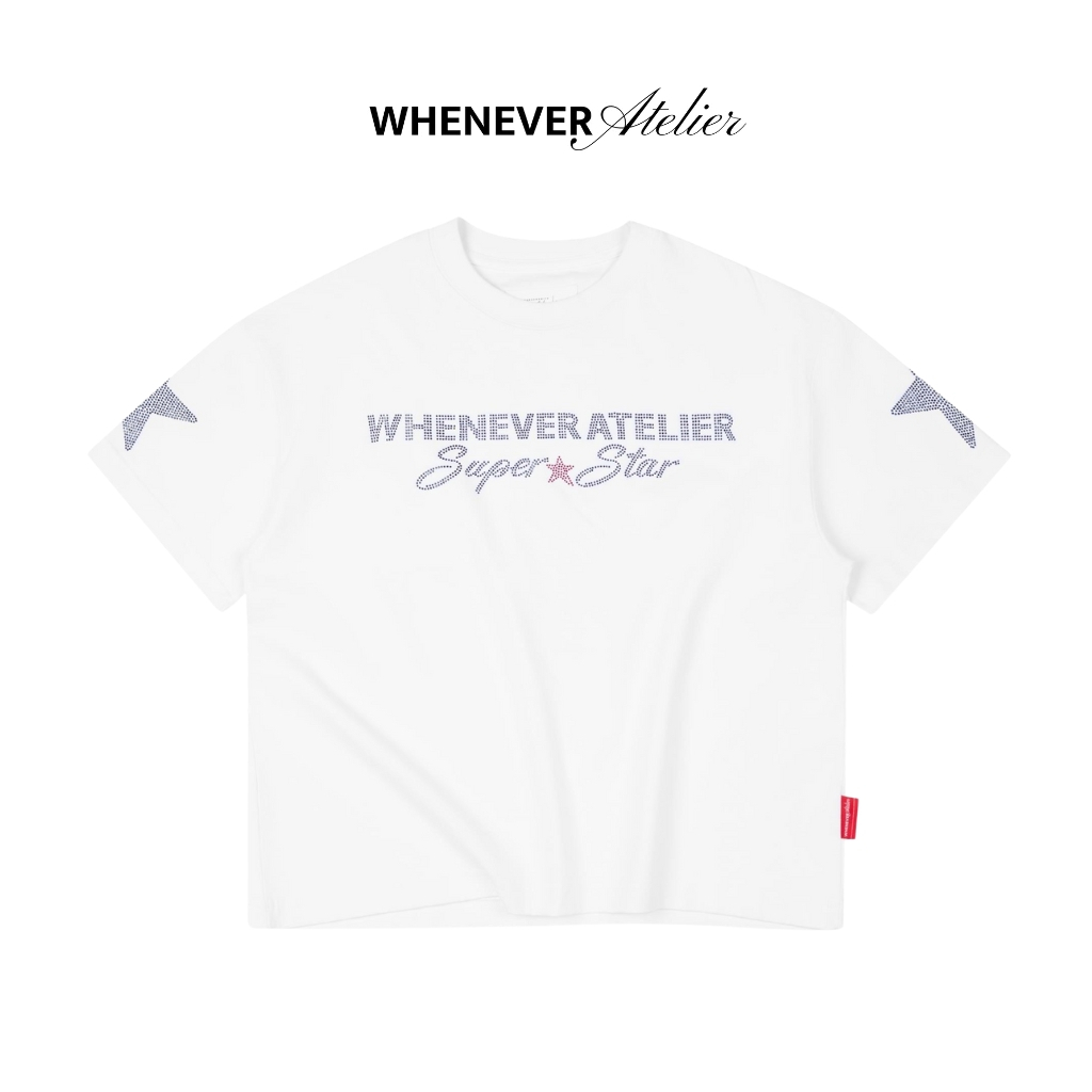 WHENEVER Áo Thun Whenever Super Star T-Shirt Form Boxy Vải Cotton Unisex/WHITE