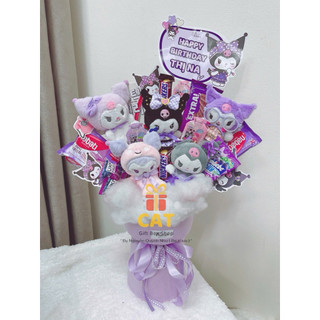 Set quà bánh kẹo Kuromi dễ thương | Quà sinh nhật bé gái | Gấu bông Kuromi | Quà bánh kẹo sinh nhật màu tím