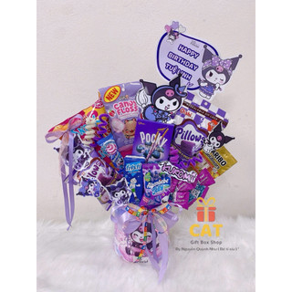 Set quà bánh kẹo Kuromi dễ thương | Quà sinh nhật bé gái | Gấu bông Kuromi | Quà bánh kẹo sinh nhật màu tím