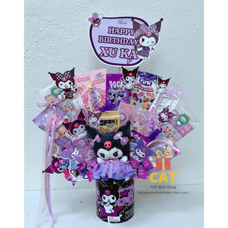 Set quà bánh kẹo Kuromi dễ thương | Quà sinh nhật bé gái | Gấu bông Kuromi | Quà bánh kẹo sinh nhật màu tím